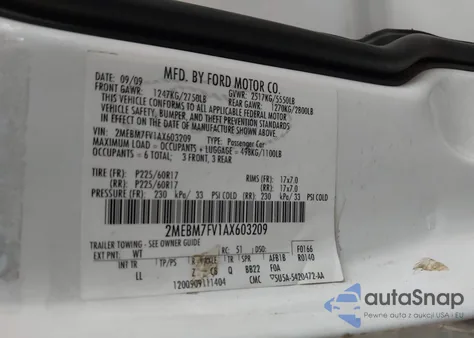 2010 Mercury Grand Marquis Ls (Fleet Only) из США, поврежденный, VIN 2MEBM7FV1AX603209